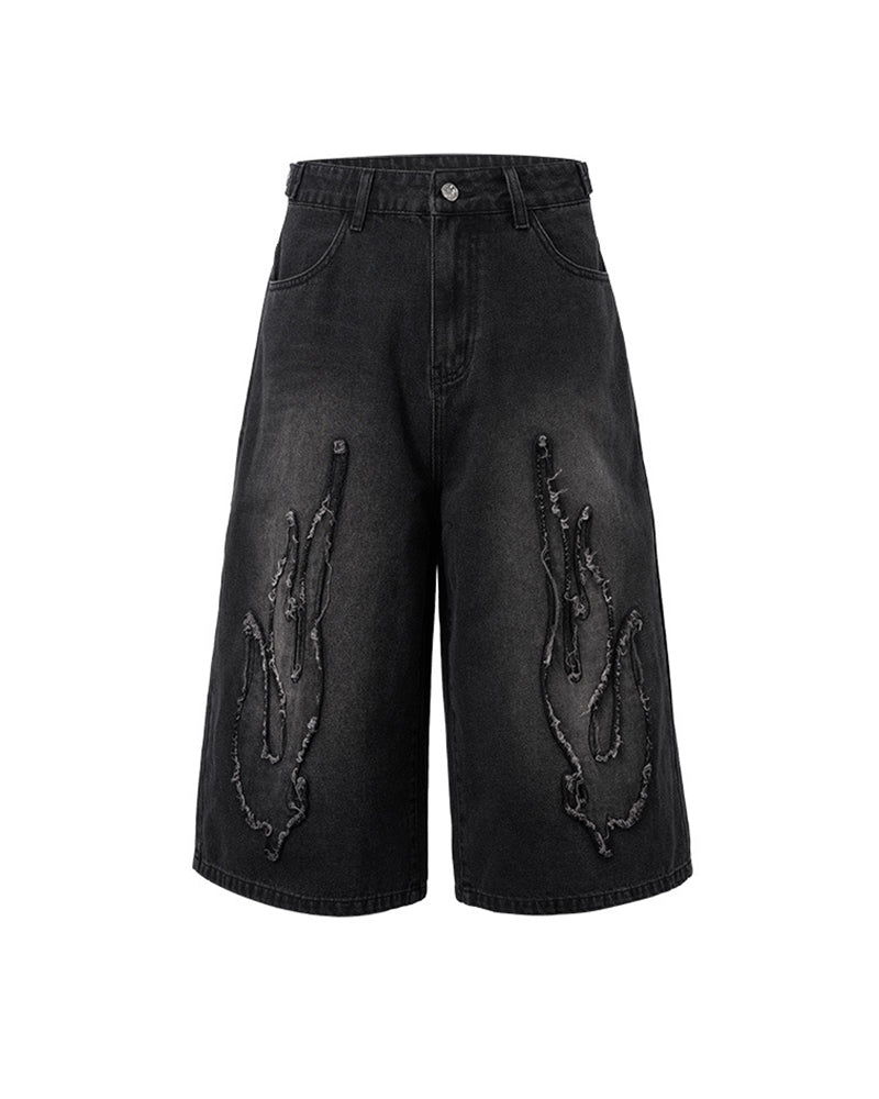 Distressed washed jeans