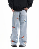 Fun embroidered denim trousers