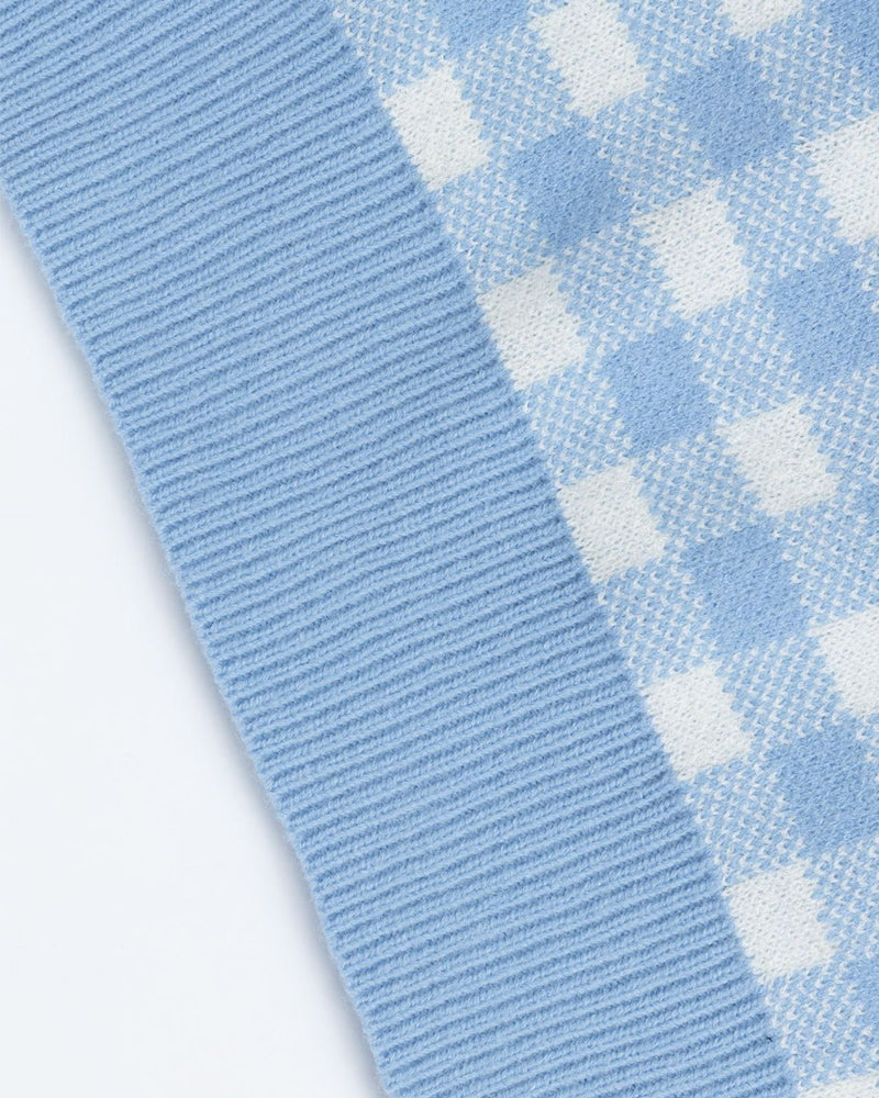 楽しいチェック柄プルオーバーセーター