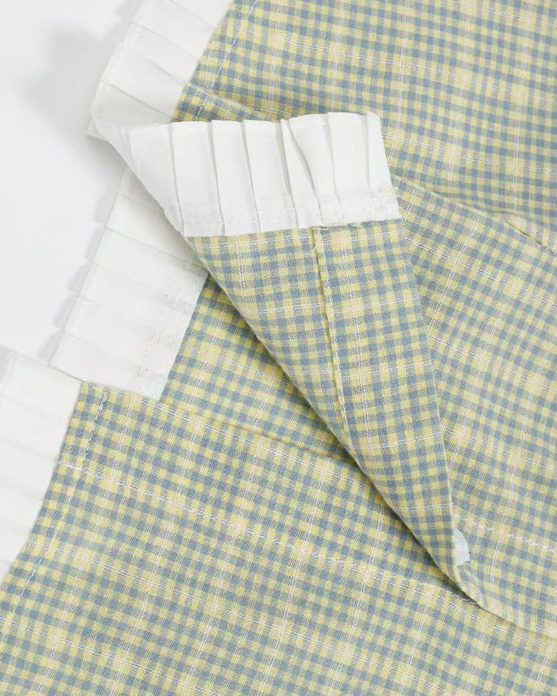 Plaid Lace Short-Sleeve Shirt