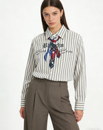 Letter striped long-sleeved shirt