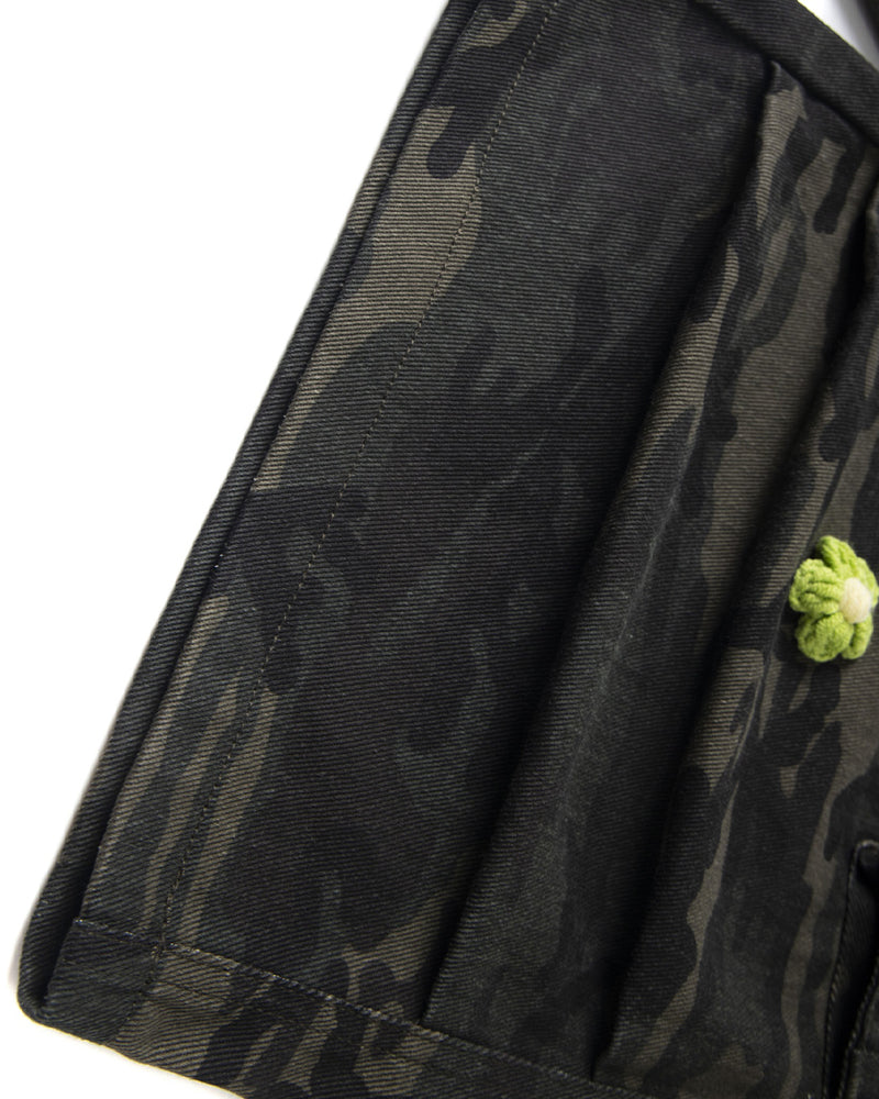 レトロシンプルデニムショートパンツ