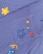 小花柄チェック柄半袖シャツ