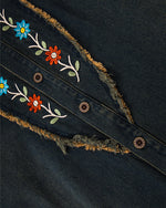 Small flower embroidered long-sleeved shirt