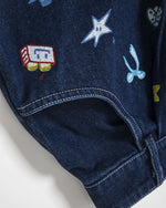 楽しいプリントのクロップドジーンズ