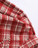 ビーズチェック柄長袖シャツ