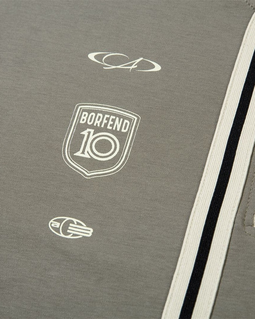 패치워크 레터 프린트 스탠드 칼라 스웨트셔츠