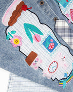 カラーブロックデニム半袖シャツ