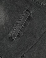 ヴィンテージ風のダメージ加工フード付きスウェットシャツ