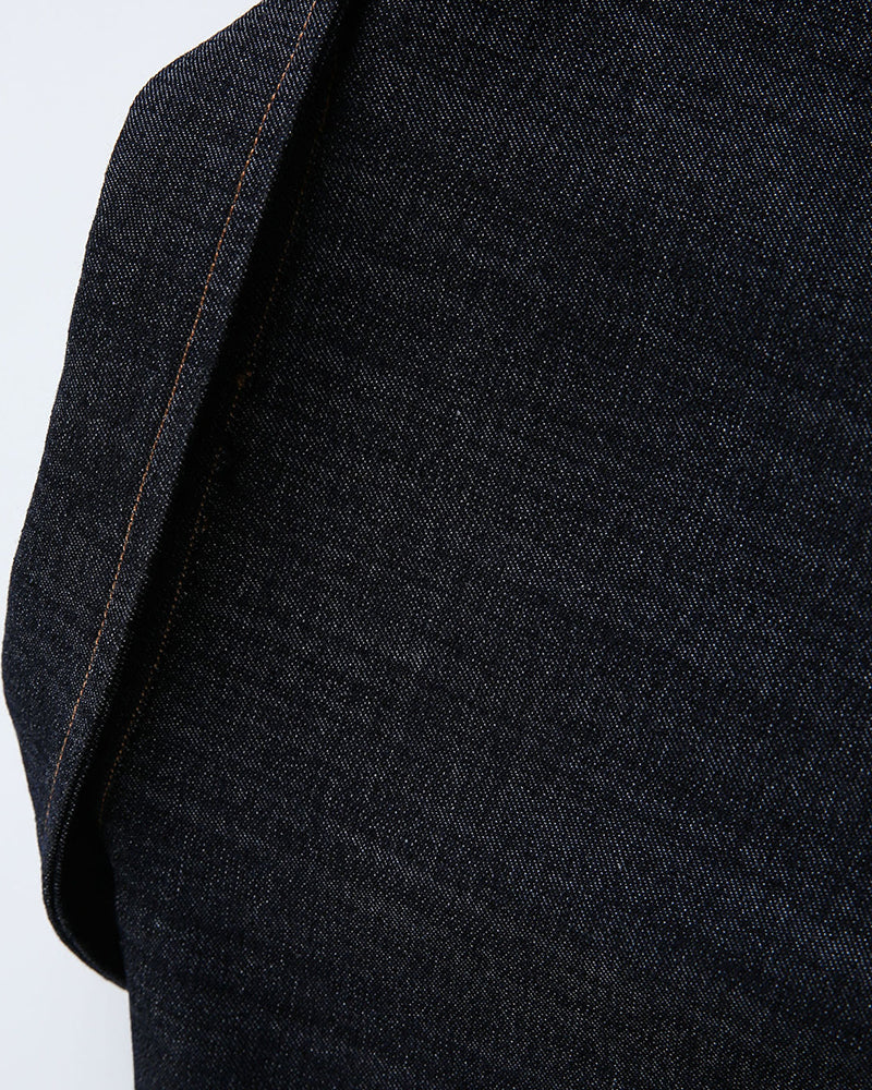 Embroidered Short-Sleeve Denim Shirt