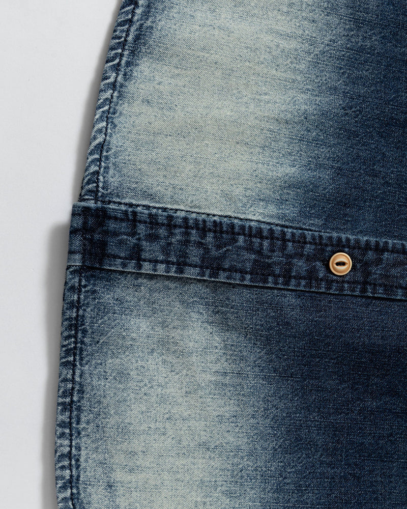 Washed, Distressed Short-Sleeve Shirt