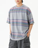 Contrast striped short sleeves