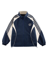 レトロなカラーブロックスタンドカラージャケット