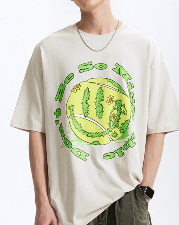 Retro tennis print short sleeves