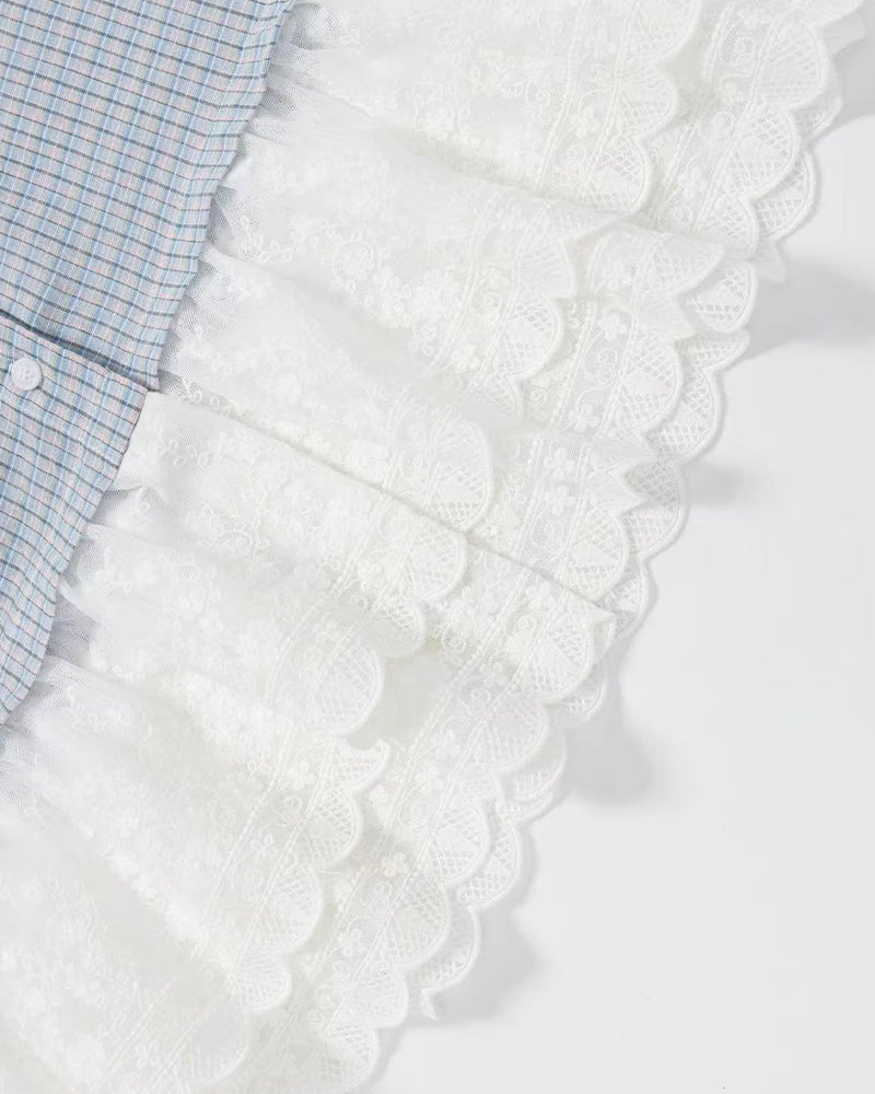 Lace-Paneled Short-Sleeve Shirt