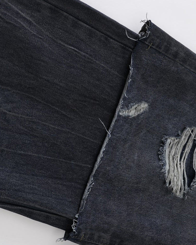 Vintage distressed straight jeans
