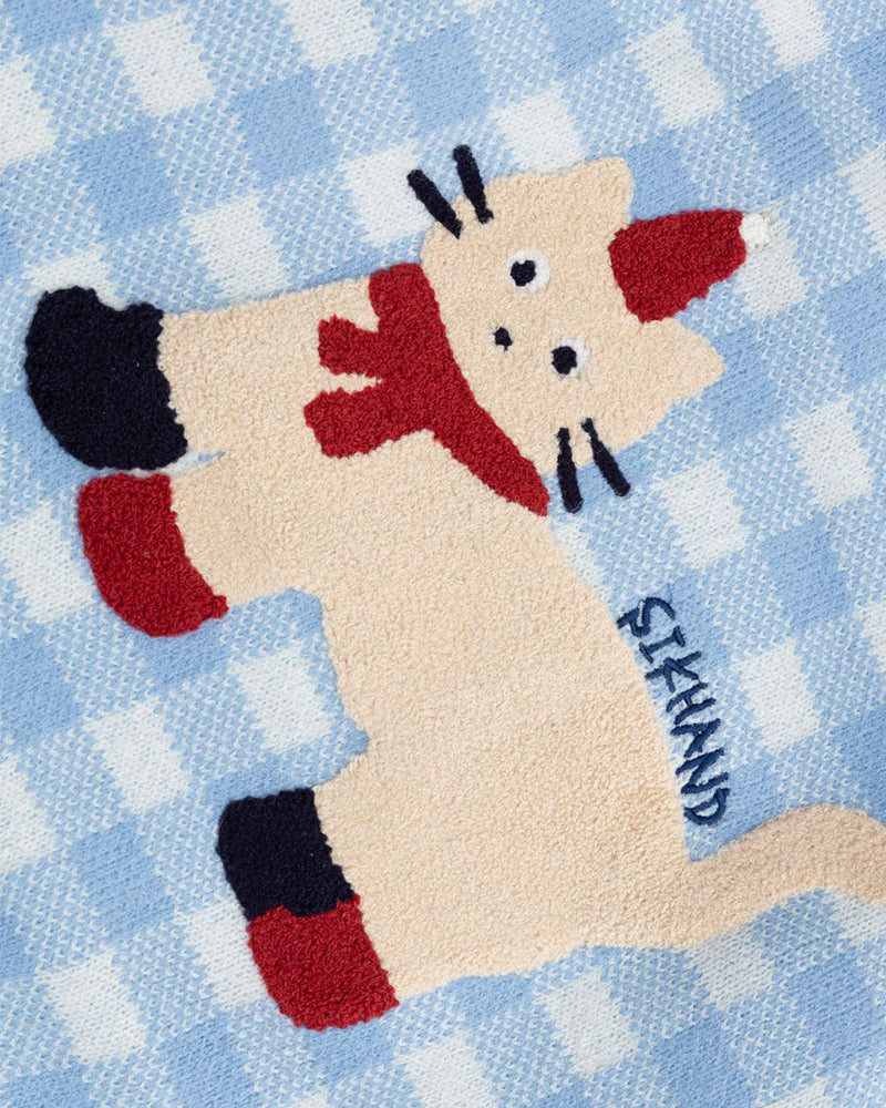 楽しいチェック柄プルオーバーセーター