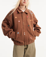 小花刺繍のベースボールジャケット