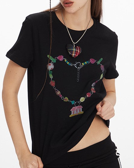 Cute colorful heart short sleeves