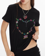Cute colorful heart short sleeves