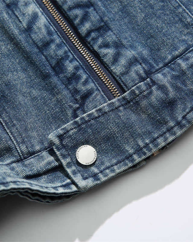 スタンドカラーデニムルーズジャケット