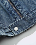 スタンドカラーデニムルーズジャケット