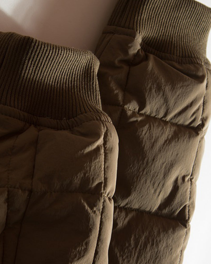 チェック柄パッチワーク中綿ジャケット