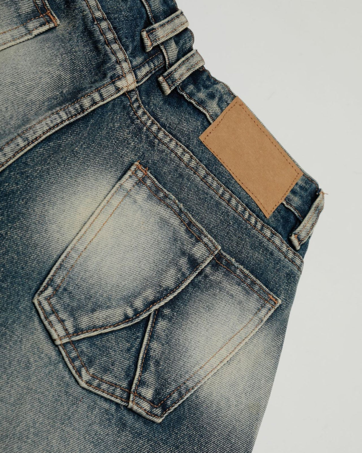 Distressed washed denim shorts