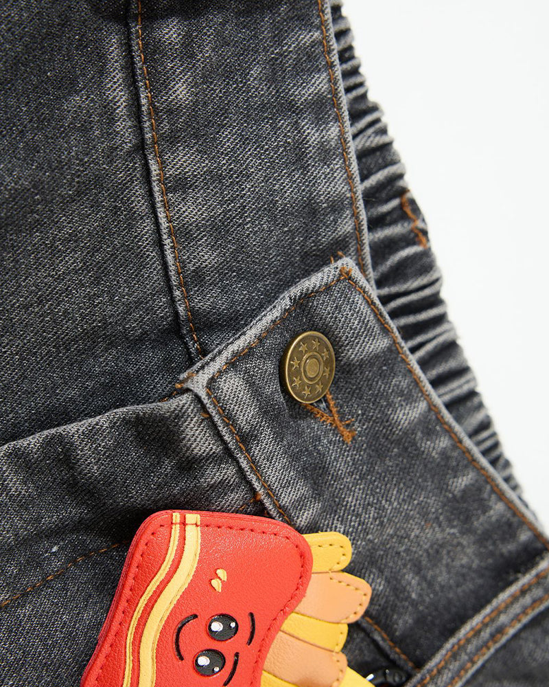 Cartoon washed straight jeans