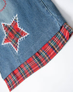 빈티지 플레드 크롭 데님 반바지