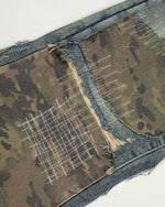迷彩パッチワークストレートレッグパンツ