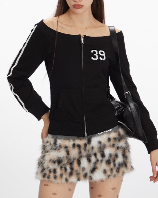 ワンショルダーのセクシーなスウェットシャツ