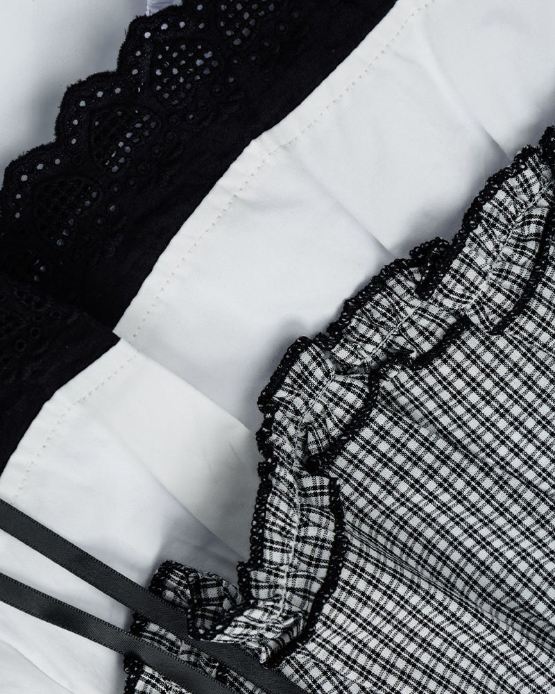 콘트라스트 컬러 플레드 스커트