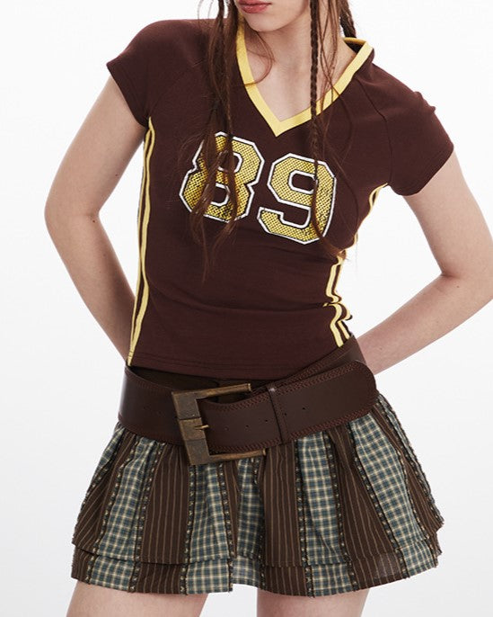 Contrast print short sleeves