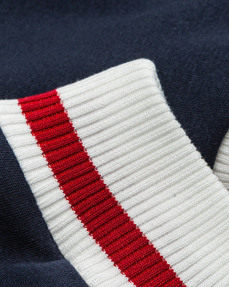 刺繍入りのコントラストのあるカジュアルベースボールジャケット