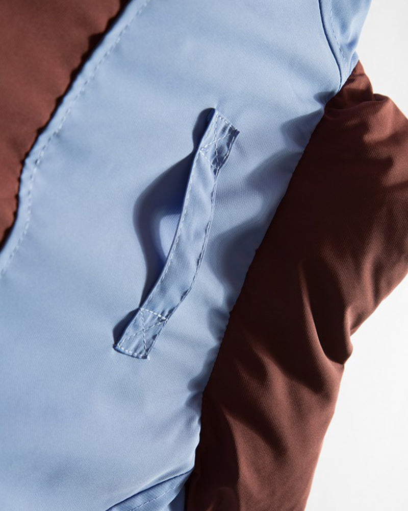 パッチワークコントラストカラーダウンジャケット