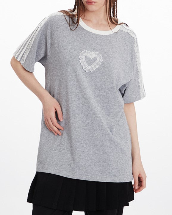 Lace embroidery short sleeves