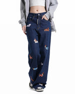 Fun embroidered denim trousers
