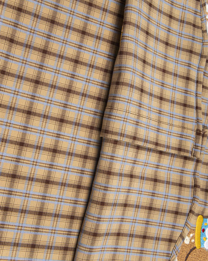 コントラストカラーパネル半袖シャツ