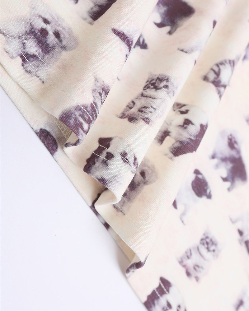 Cute cat and dog short sleeves