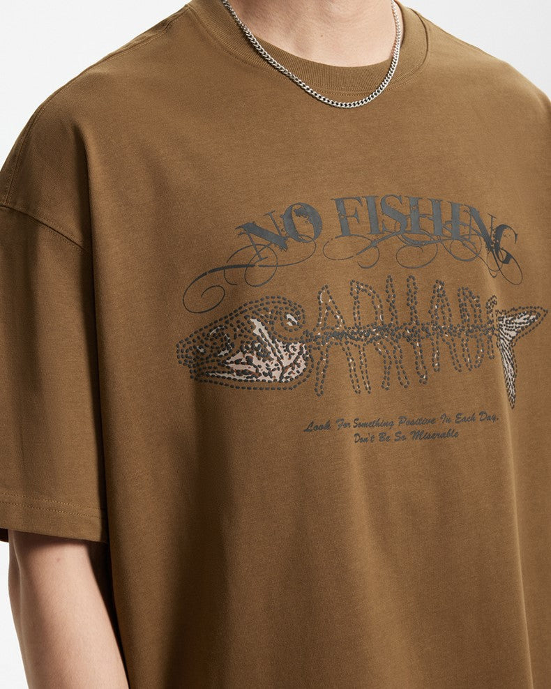 フィッシュボーンプリントの半袖