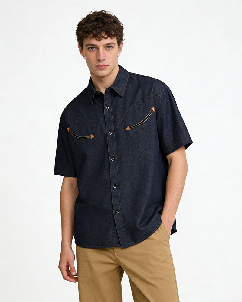 Color-block Patchwork Casual Shirt