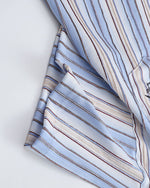 刺繍入りストライプ半袖シャツ