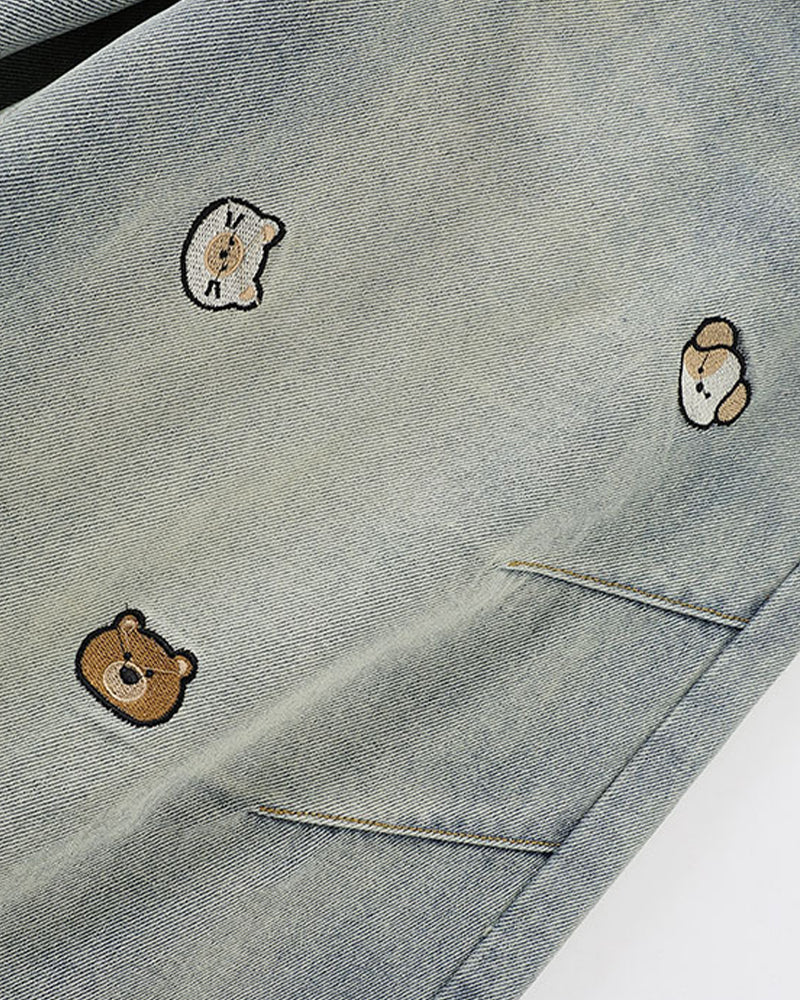 刺繍入りクロップドジーンズ