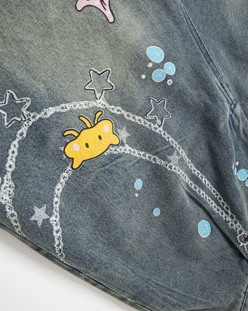 워시드 디스트레스드 크롭 데님 반바지