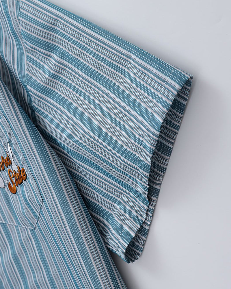 刺繍入りカジュアル半袖シャツ