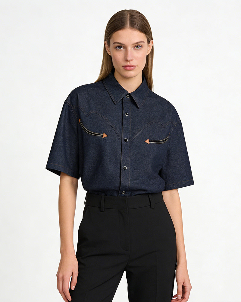 Color-block Patchwork Casual Shirt