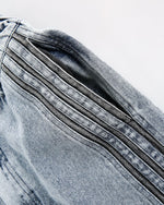 Simple and versatile striped denim trousers