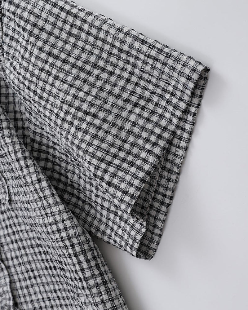 レトロチェック柄半袖シャツ