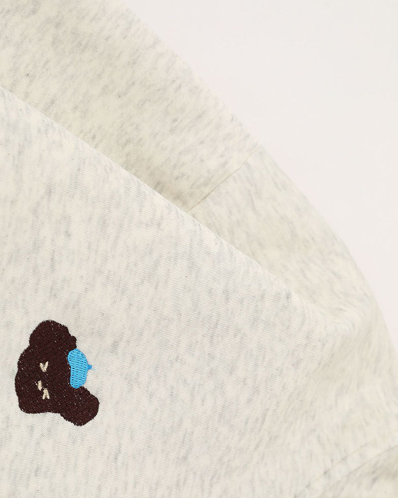 チェック刺繍フード付きスウェットシャツジャケット